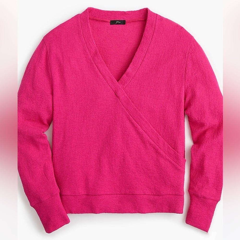 J Crew Faux Wrap Textured Crepe Top Pink Size Small